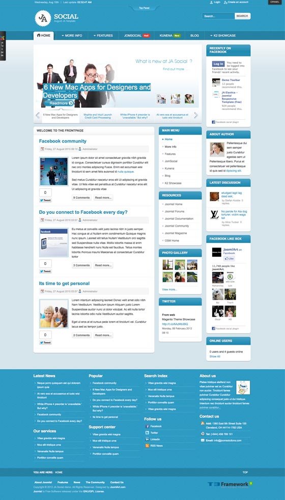 JA Social Responsive Joomla Template