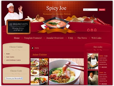 JM Spicy Joe Joomla Recipes Template