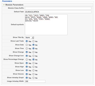 JV Stock Quote Parameter Options