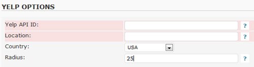 Wordpress Yelp Plugin Admin Options