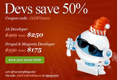 50% JoomlArt Discount Coupon Code