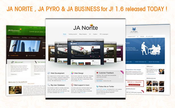 JA Norite, JA Pyro & JA Business Joomla Template