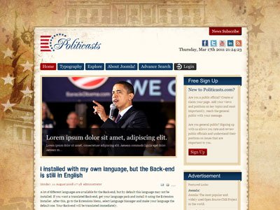 Politicasts Joomla Template