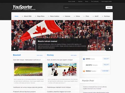 YouSporter Joomla Sports Magazine Template