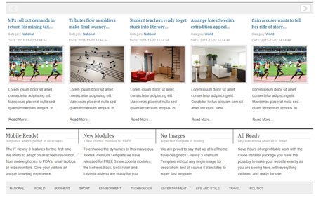 IT Newsy 3 Joomla Template Footer Modules
