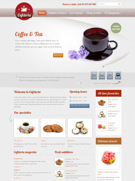 JM Cafeteria Joomla Restaurants Template