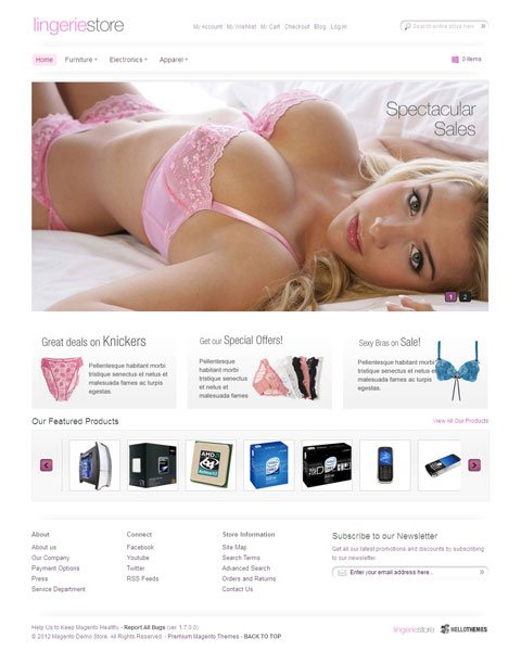 HelloGlam Magento Lingerie Store Theme