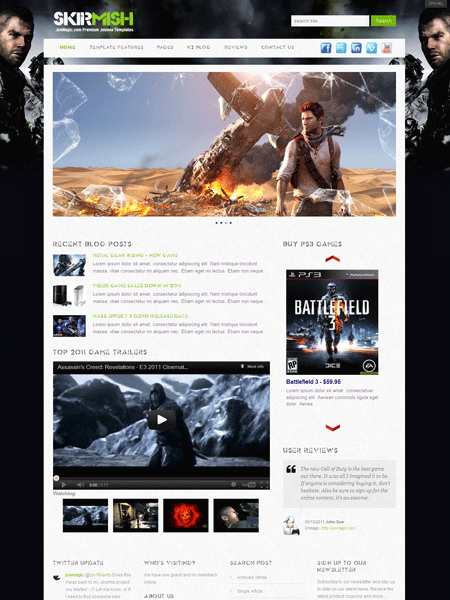 Skirmish Joomla Gaming Template