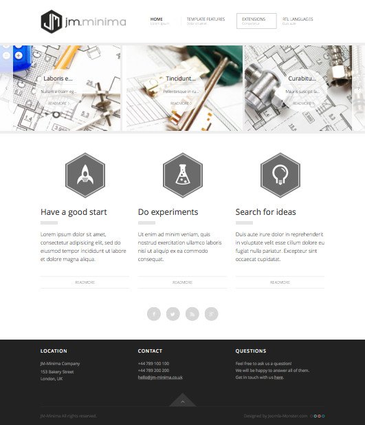 JM Minima Joomla Presentation of Products Template