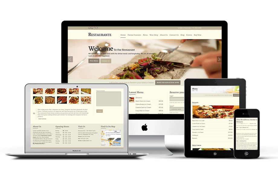 Responsive Restaurante WordPress Online Reservations Theme