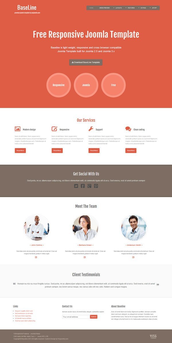 Baseline Free Responsive Joomla Template