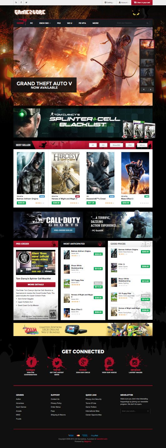 JM Gamestore Magento Entertainment Shop Theme