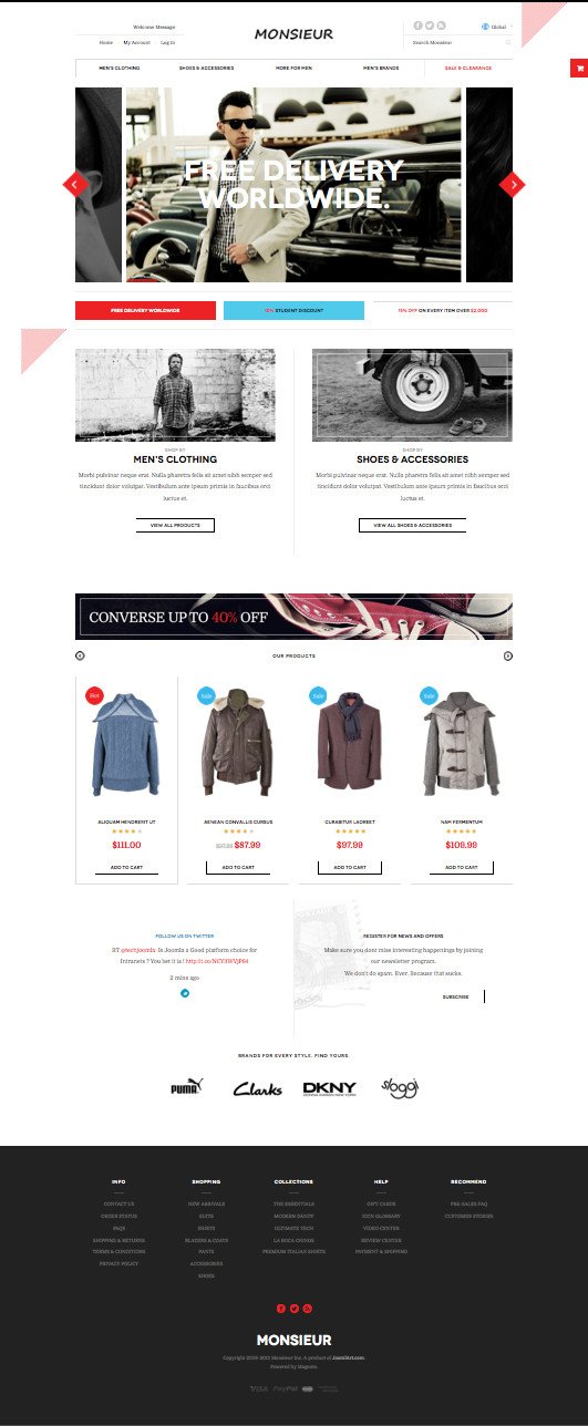 JM Monsieur Magento Menswear Fashion Shop Theme