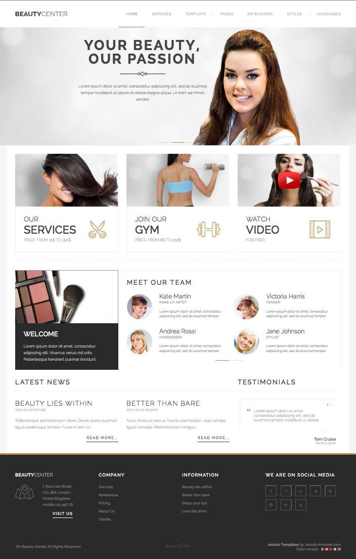 JM Beauty Center Joomla Hairdresser Template