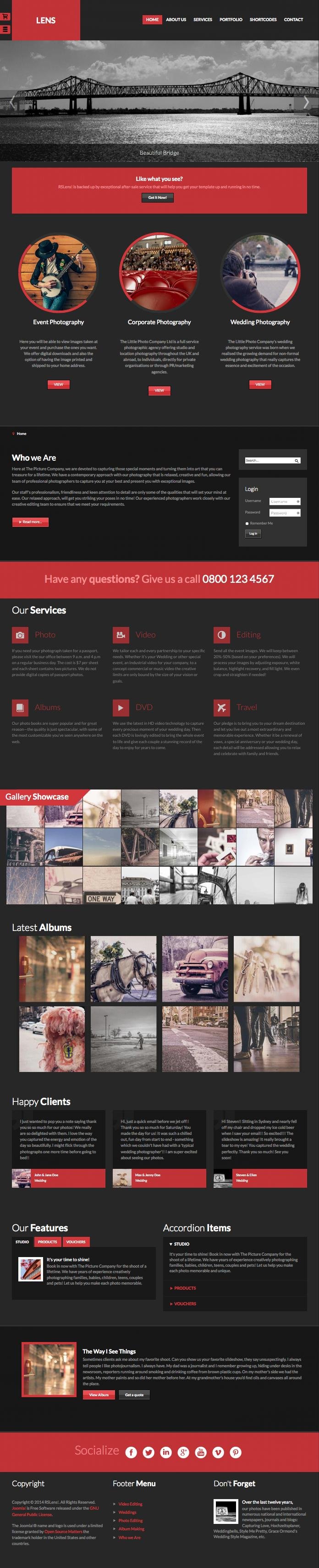 RSLens Joomla Events Photography Template
