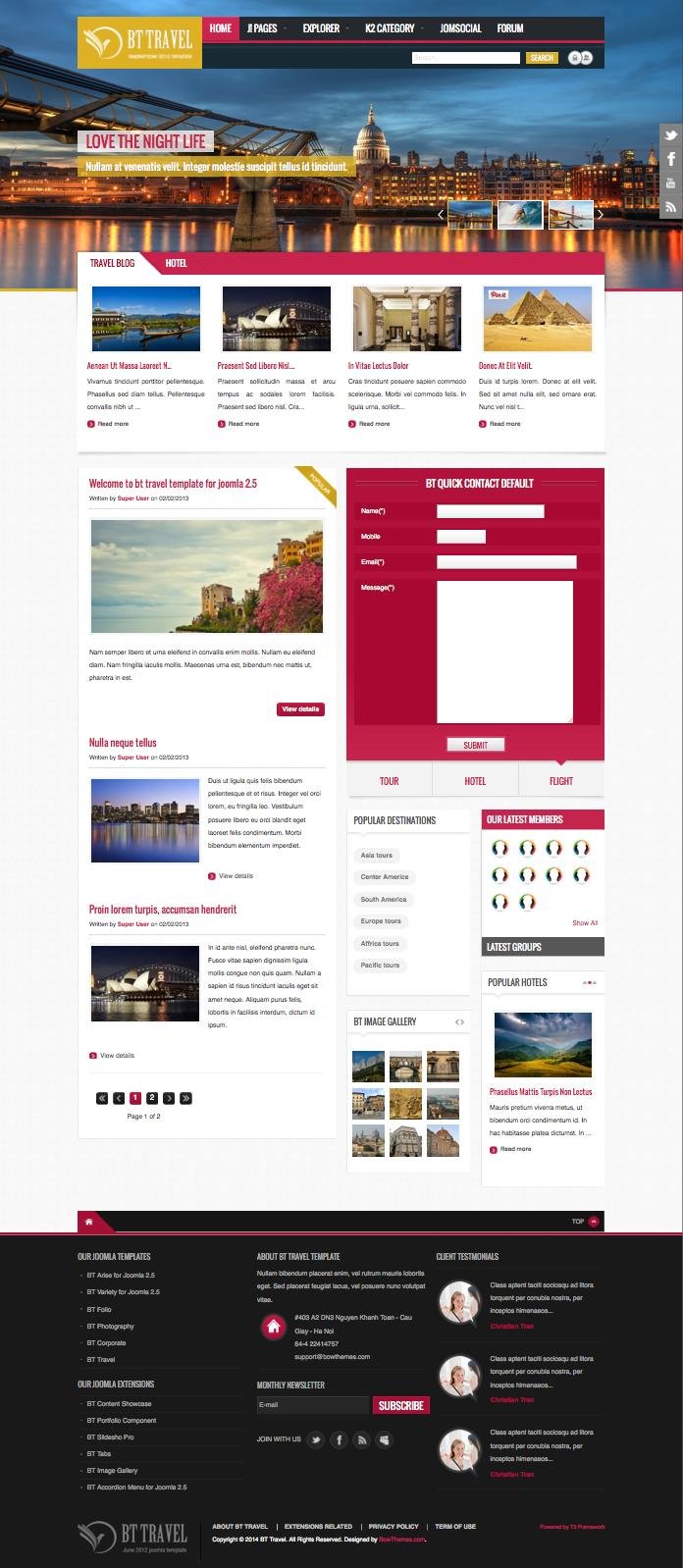 BT Travel Joomla Template