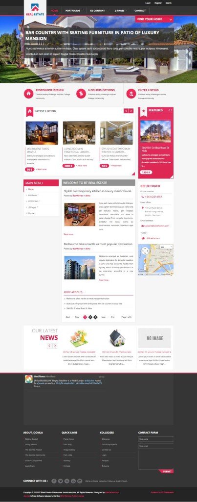 BT Real Estate Joomla Vacation Rentals Automotive Template