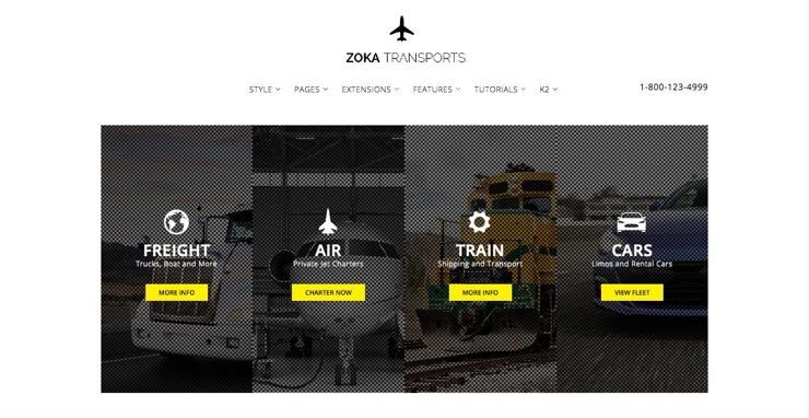 Zoka Transports Joomla Transportation Service Template