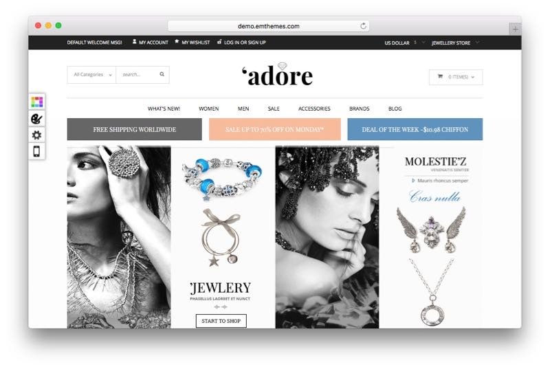 Adore Magento Jewelry, Watches, Bags & Shoes Store Theme
