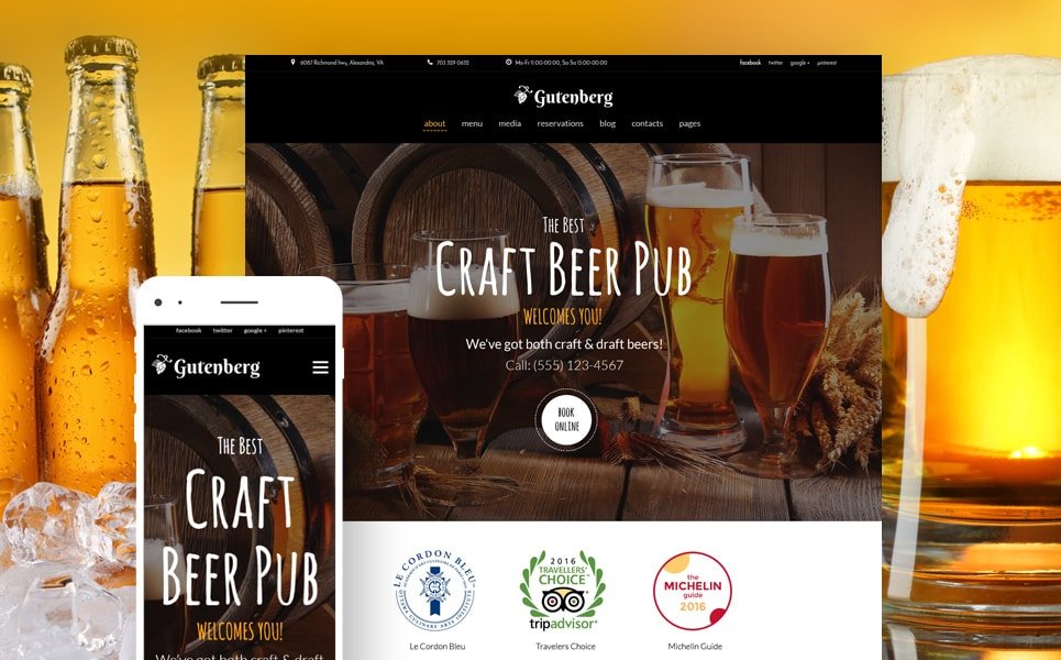 GutenBerg Beer Pub & Brewery WordPress Theme