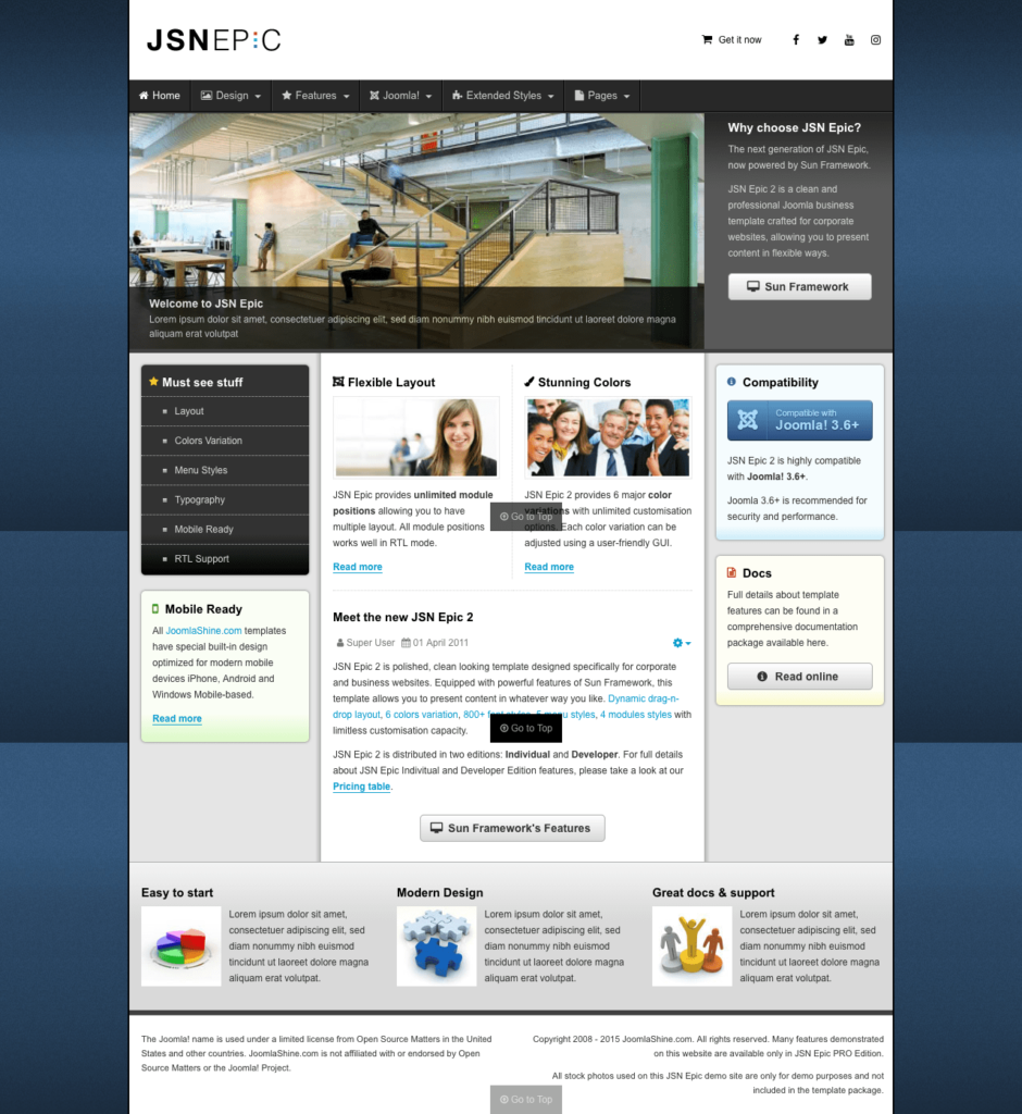 JSN Epic 2 Joomla Template for Business & Corporate Websites