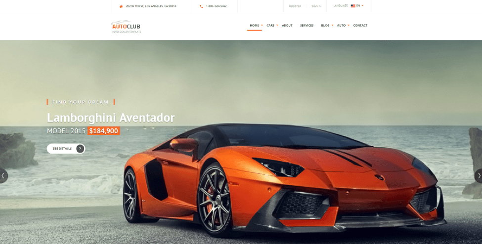 Auto Club Joomla Template for Car Dealers