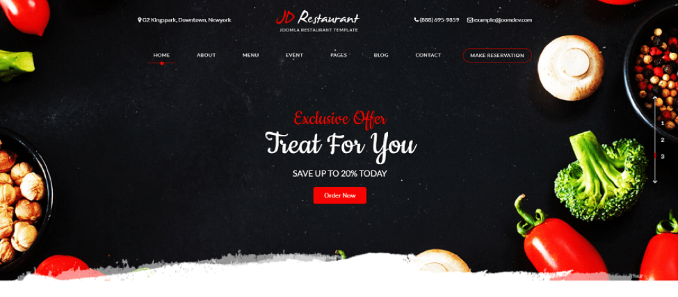 JD Restaurant Joomla Template for Restaurants