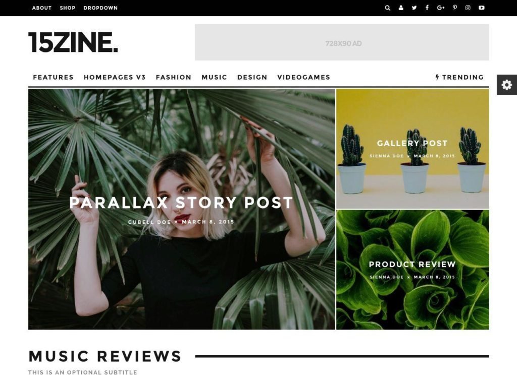 15Zine Magazine Review WordPress Theme