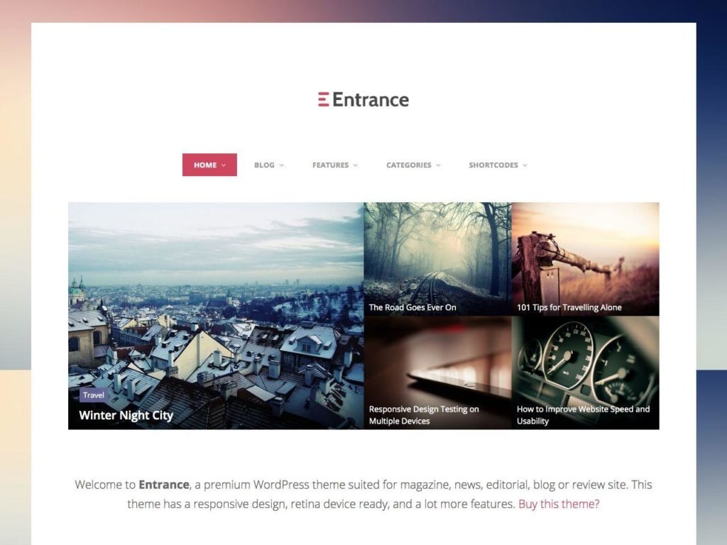 Entrance WordPress Theme for Magazine and Review